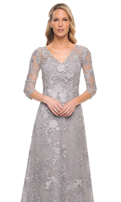 La Femme 29989 - Embroidered Sheer Lace V-Neck Gown Mother of the Bride Dresses