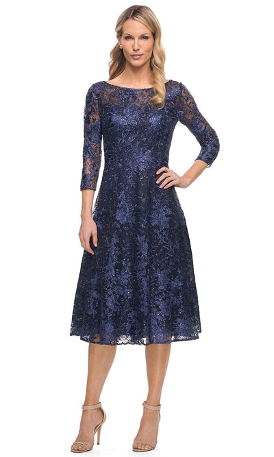 La Femme 30005 - Embroidered Tea Length Dress Special Occasion Dress