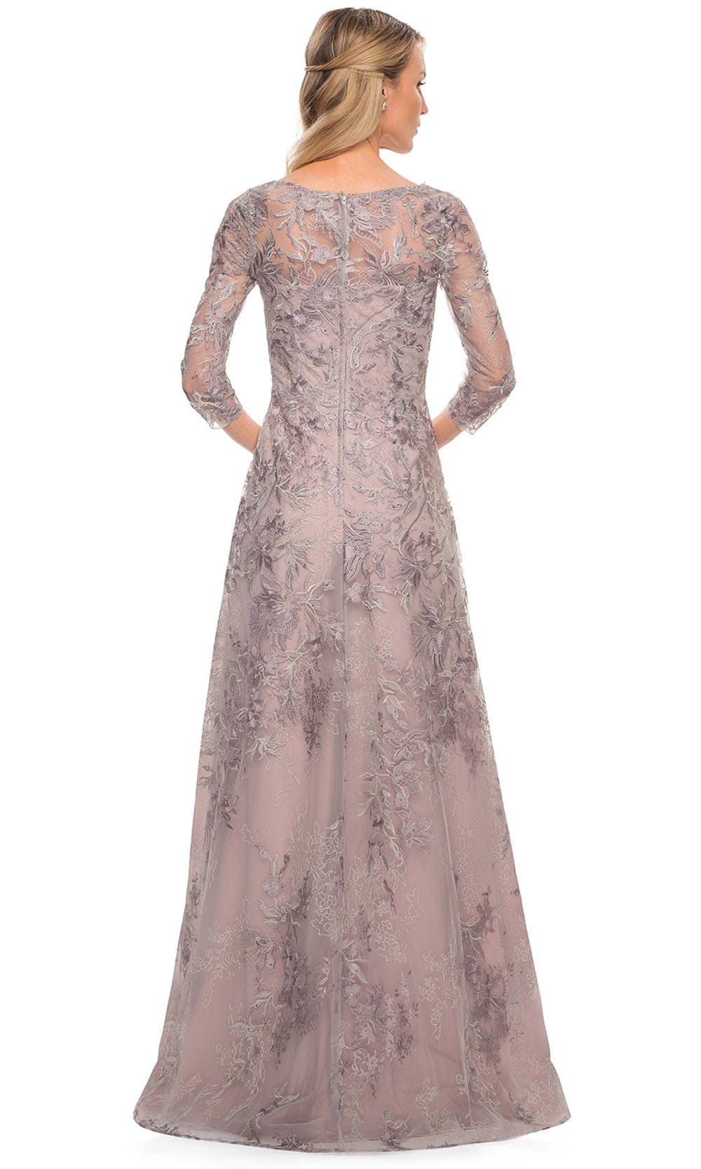 La Femme 30078 - Embroidered Sheer Sheath Dress Mother of the Bride Dresses