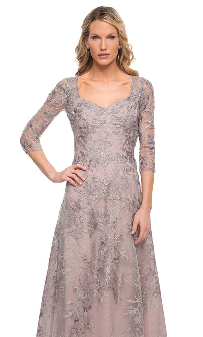 La Femme 30078 - Embroidered Sheer Sheath Dress Mother of the Bride Dresses