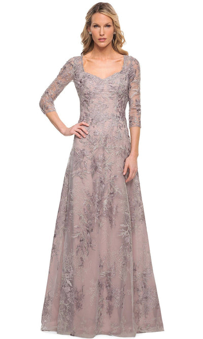 La Femme 30078 - Embroidered Sheer Sheath Dress Mother of the Bride Dresses