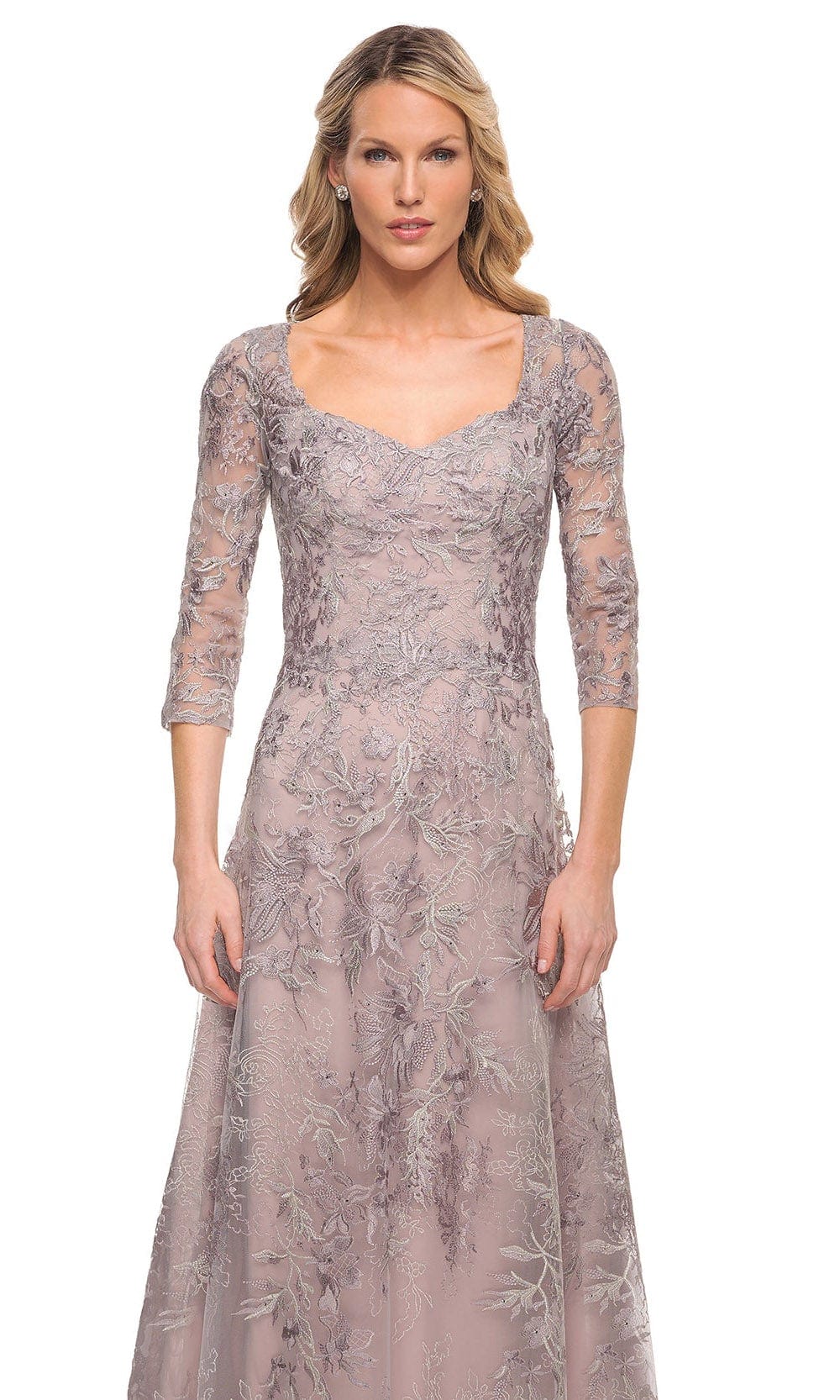 La Femme 30078 - Embroidered Sheer Sheath Dress Mother of the Bride Dresses