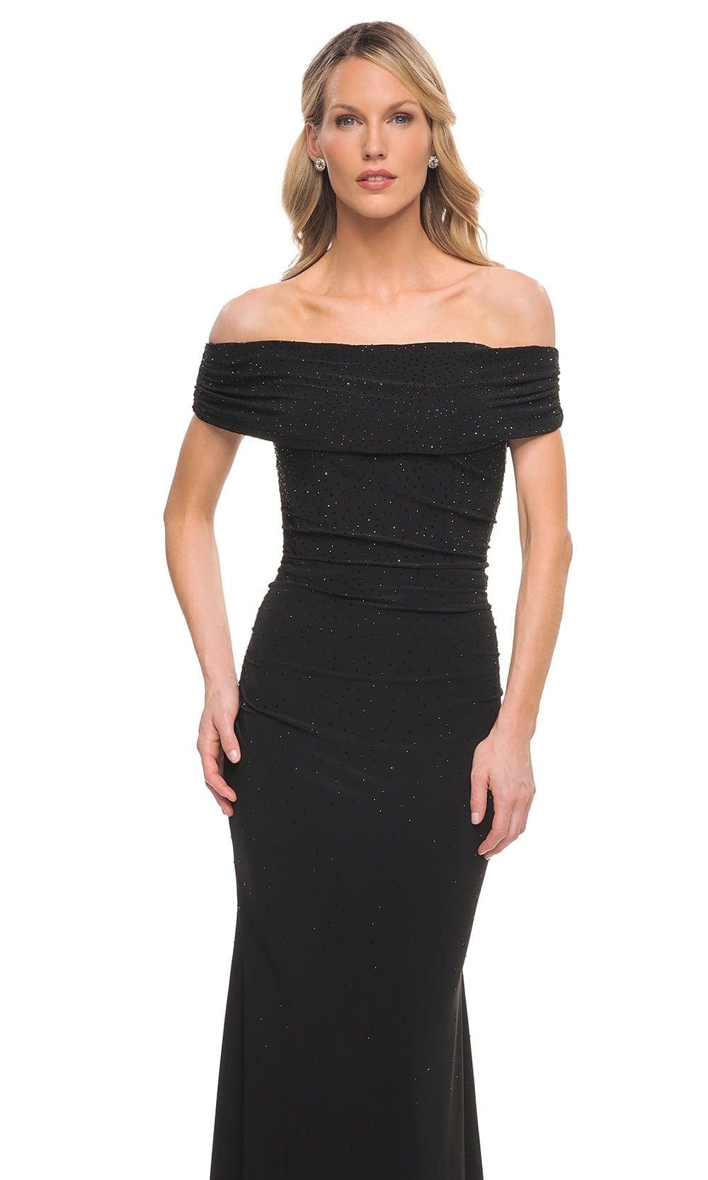 La Femme 30117 - Off Shoulder Beaded Long Gown Special Occasion Dress