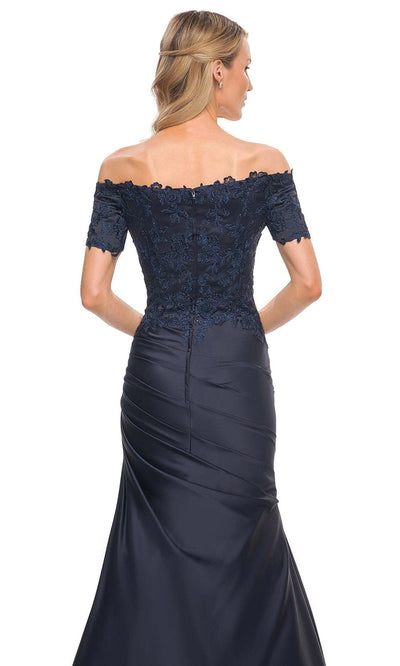 La Femme 30199 - Satin And Lace Pleated Gown Special Occasion Dress