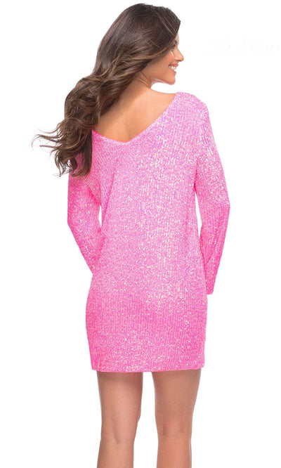 La Femme 30213 - Sequined Long Sleeve Cocktail Dress Cocktail Dress