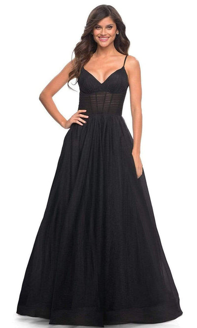 La Femme - 30334 Sheer Ruche-Ornate A-Line Gown Prom Dresses