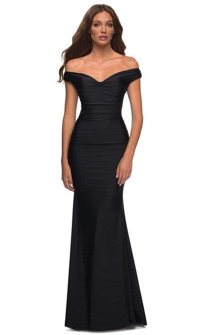 La Femme - 30449 Off Shoulder Jersey Gown Evening Dresses 00 / Black