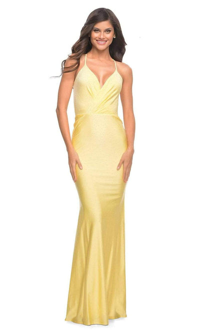 La Femme - 30463 Wrap Style Pastel Gown Special Occasion Dress
