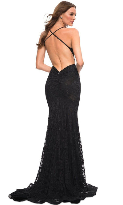 La Femme - 30511 V-Neck Stretch Lace Gown Evening Dresses
