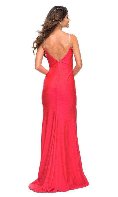 La Femme - 30602 V Neck Fitted High Slit Gown Prom Dresses