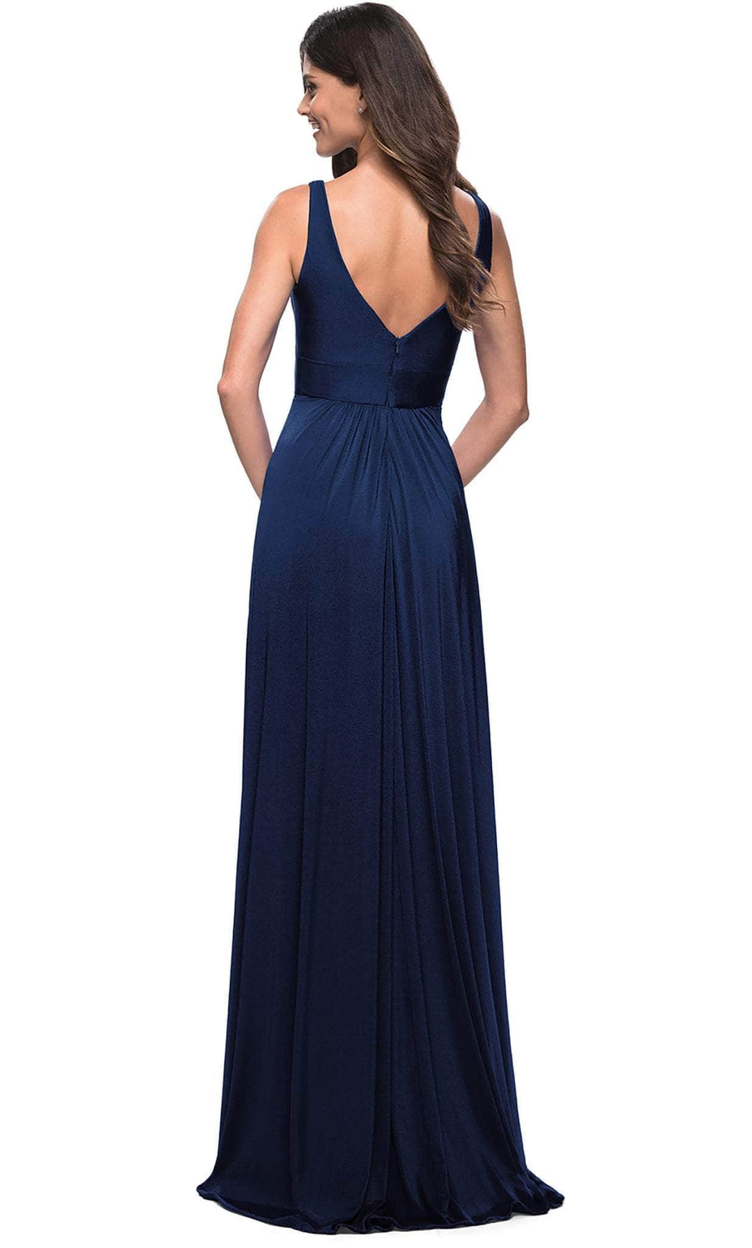 La Femme 30641 - V-Neck Empire Prom Dress Prom Dresses 10 / Navy