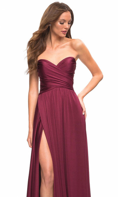 La Femme 30700 - Cross Bodice Gown With Slit Special Occasion Dress