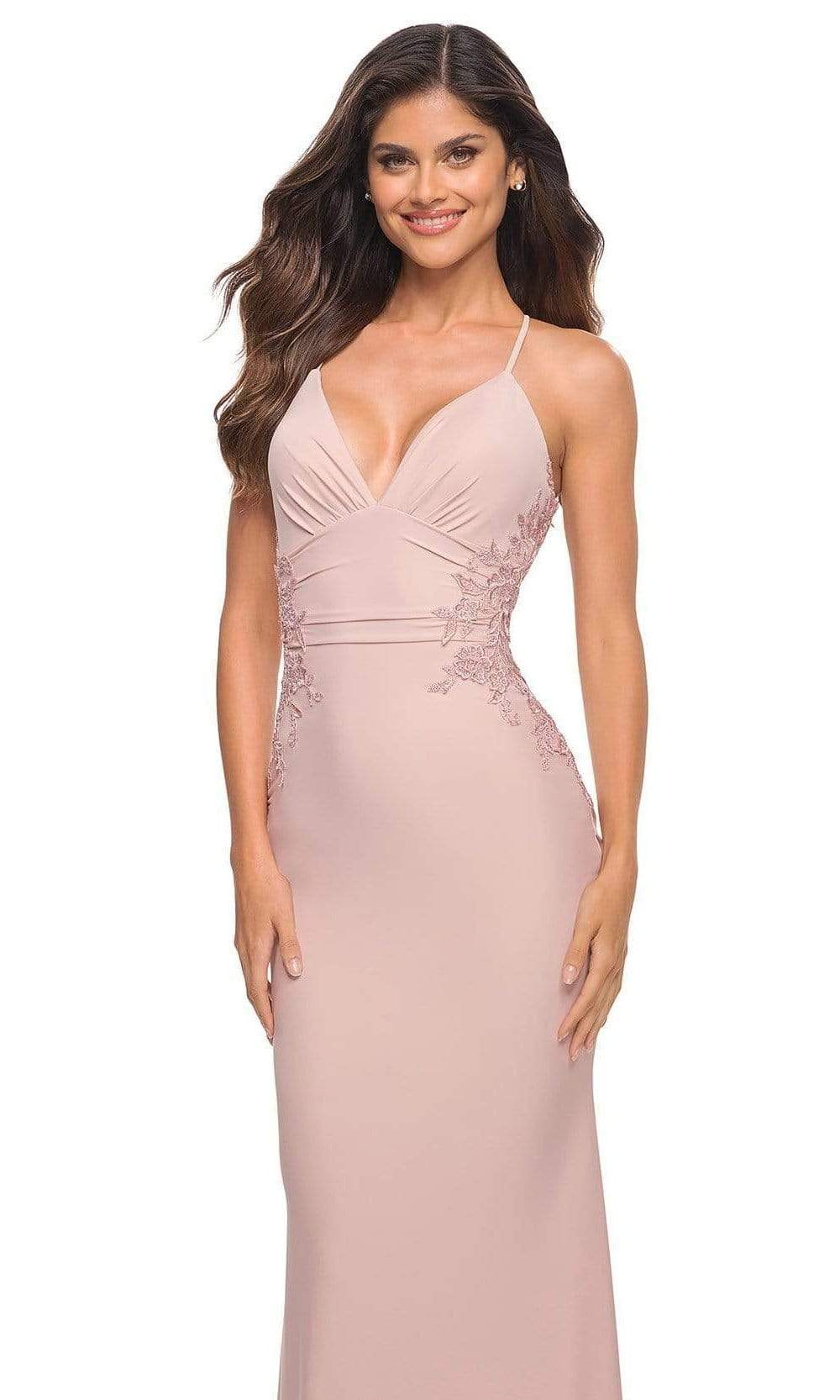 La Femme - 30706 Crisscross Back Sheath Dress Special Occasion Dress