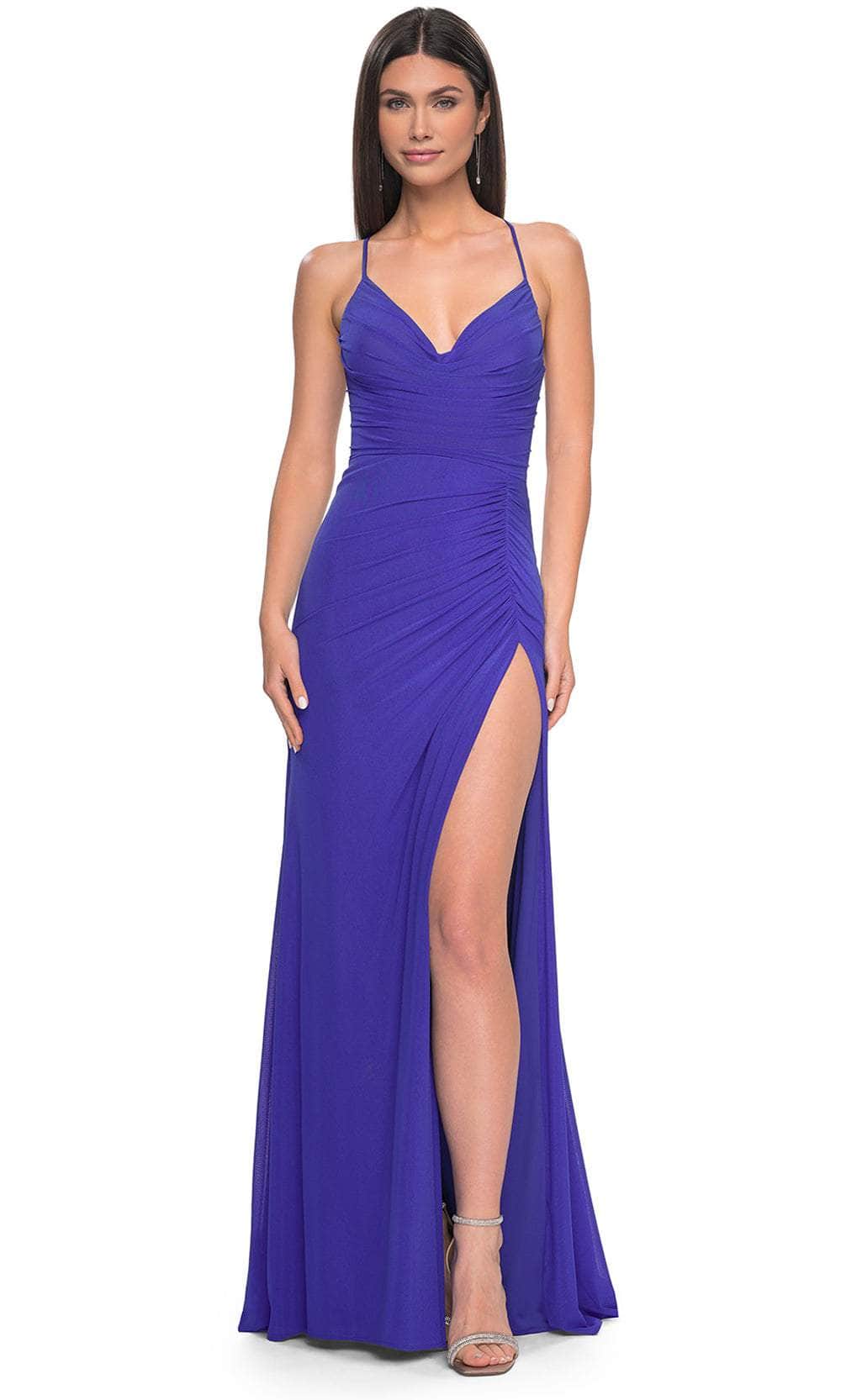 La Femme 31151 - Ruched Corset Prom Dress Special Occasion Dress 00 / Royal Blue