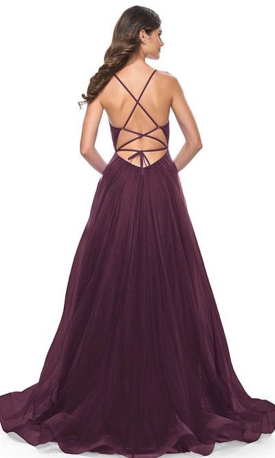 La Femme 31457 - Ruched Bodice V-Neck Prom Dress Evening Dresses