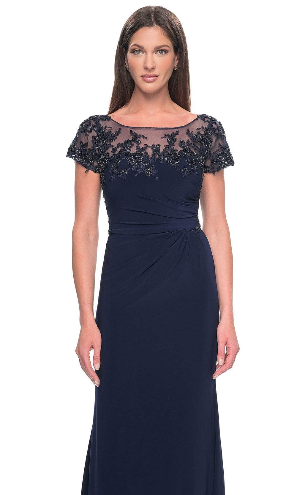 La Femme 31805 - Short Sleeve Ruched Detailed Evening Dress Evening Dresses