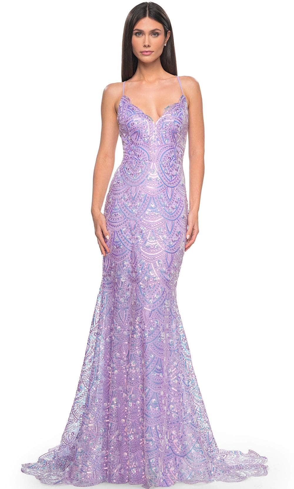 La Femme 31865 - Sequin Design Prom Dress Special Occasion Dress 00 / Light Periwinkle