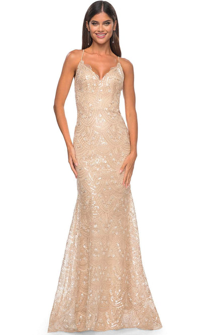 La Femme 31865 - Sequin Design Prom Dress Special Occasion Dress 00 / Nude