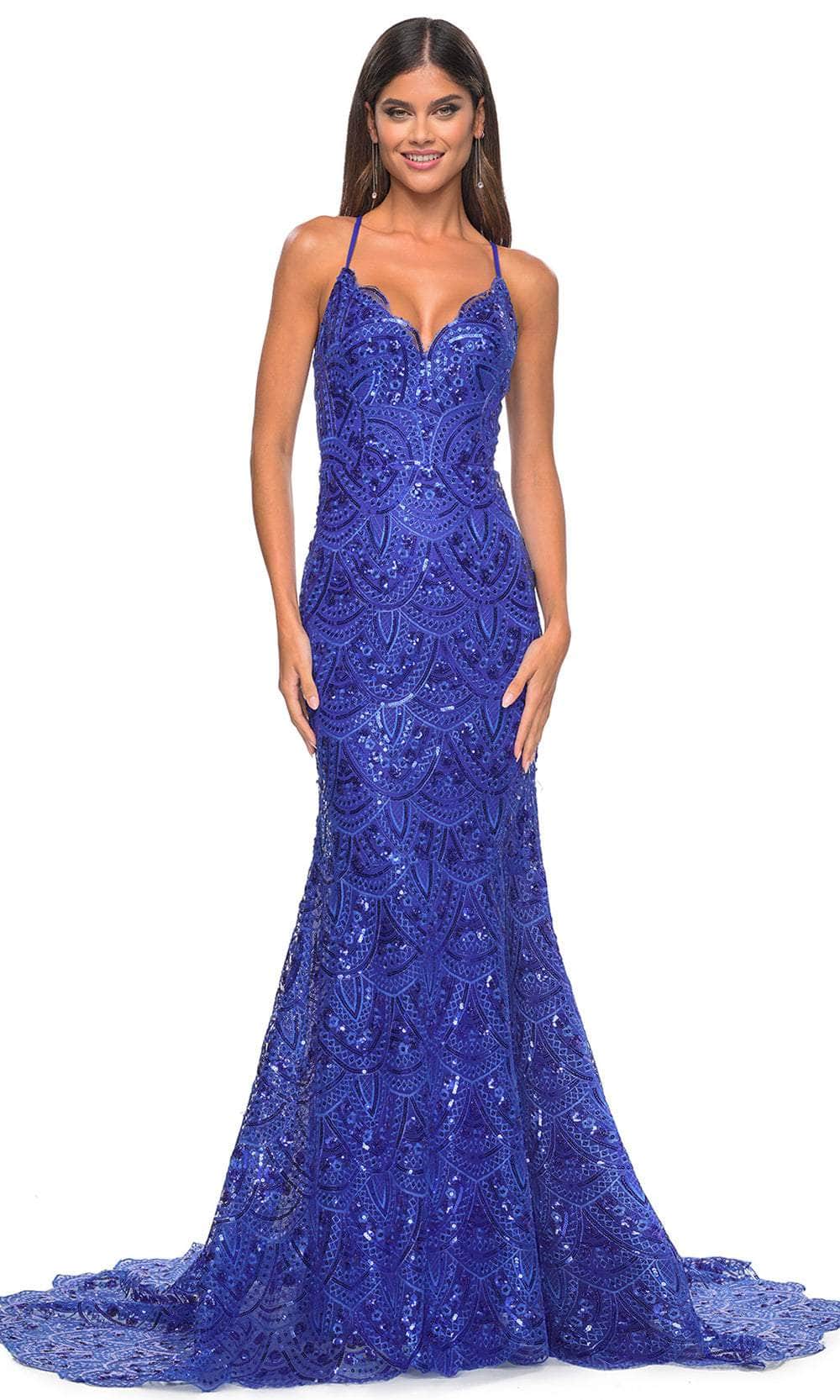 La Femme 31865 - Sequin Design Prom Dress Special Occasion Dress 00 / Royal Blue