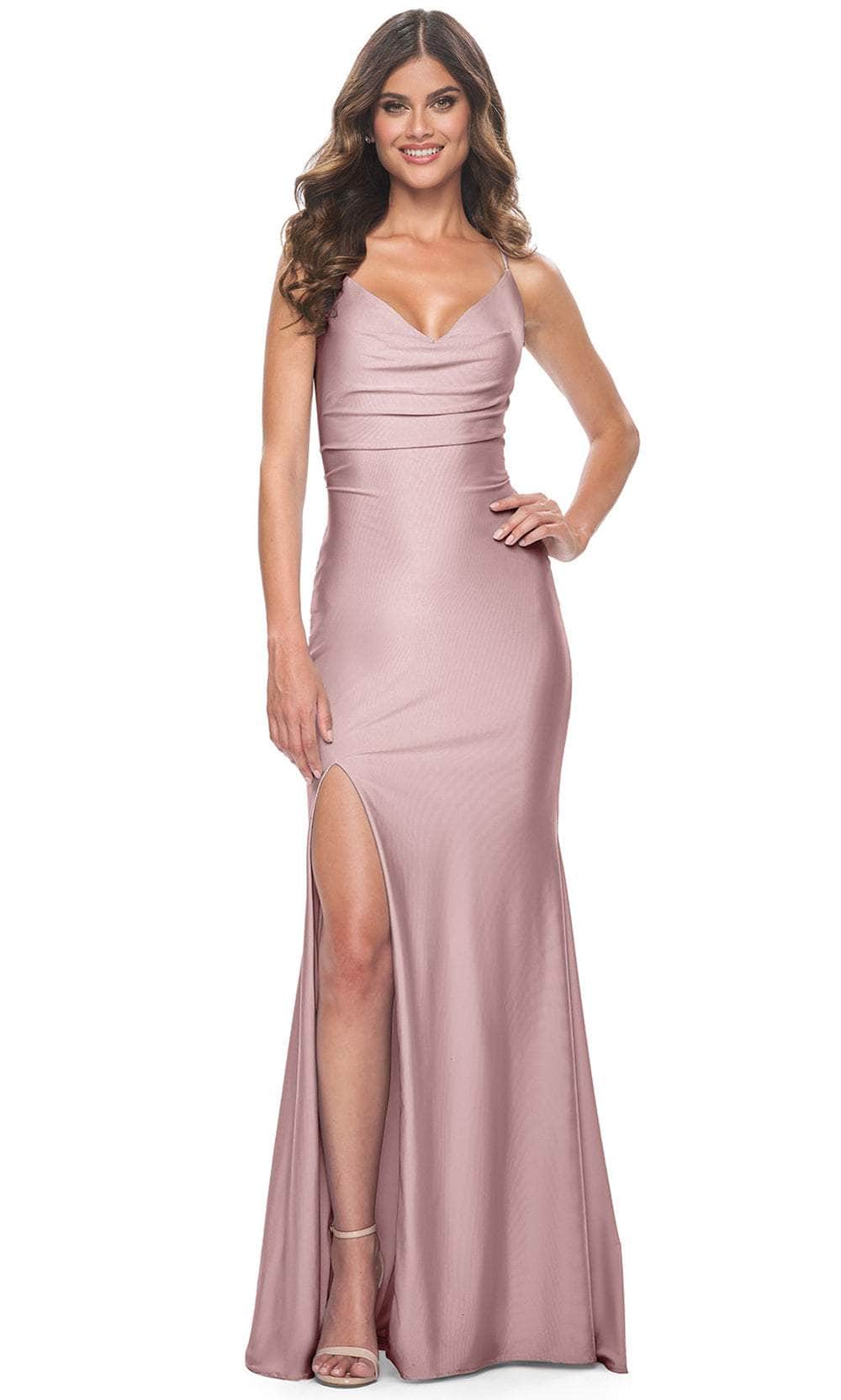 La Femme 31878 - High Slit Jersey Prom Dress Special Occasion Dress 00 / Light Pink