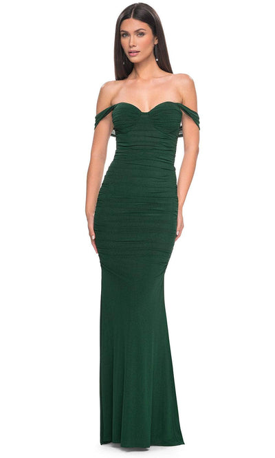 La Femme 31914 - Ruched Bustier Prom Dress Special Occasion Dress 00 / Dark Emerald