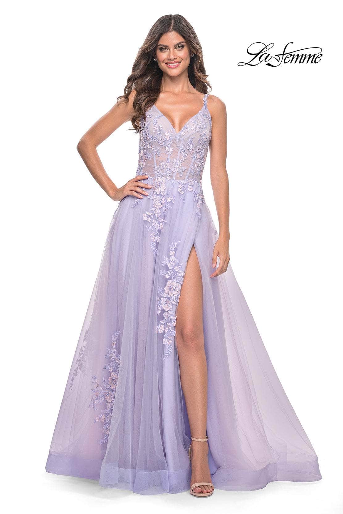 La Femme 31939 - Lace Detailed Prom Dress Special Occasion Dresses