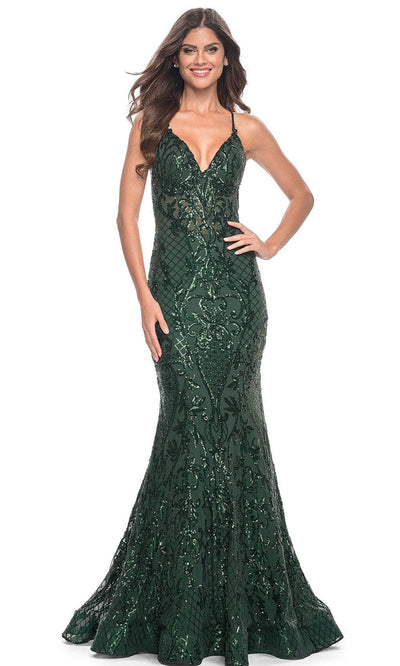 La Femme 31943 - Sequin Mermaid Prom Dress Prom Dresses 00 / Dark Emerald