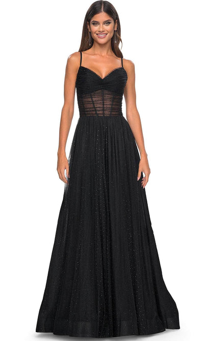 La Femme 31970 - High Slit A-Line Prom Dress Special Occasion Dress 00 / Black
