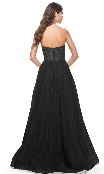 La Femme 31971 - Tulle High Slit Prom Dress Prom Dresses