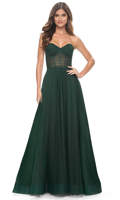 La Femme 31971 - Tulle High Slit Prom Dress Prom Dresses