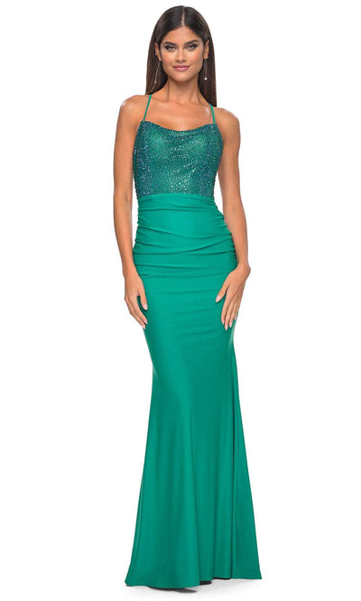 La Femme 31989 - Beaded Bodice Prom Dress Special Occasion Dress 00 / Jade