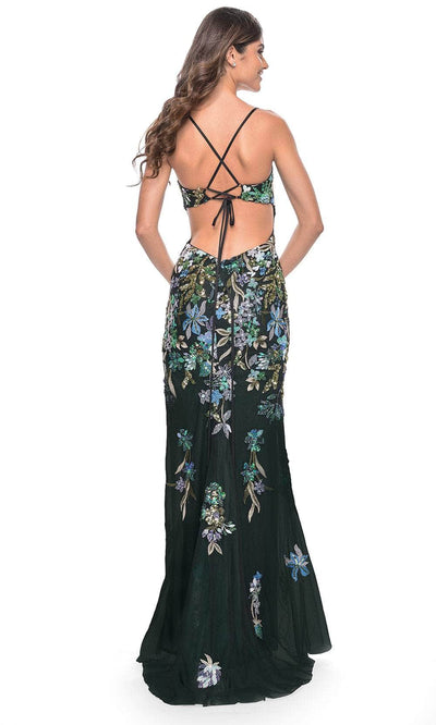 La Femme 31992 - Deep V-Neck Floral Prom Gown Evening Dresses