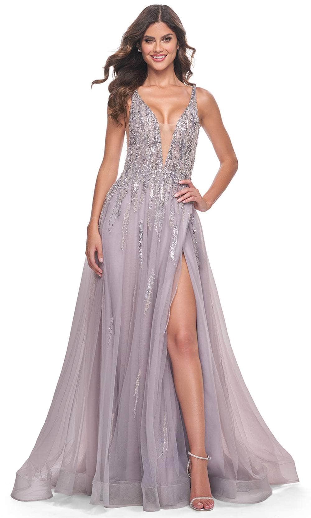 La Femme 31995 - Sequined Sleeveless Prom Gown Evening Dresses 00 /  Dusty Mauve