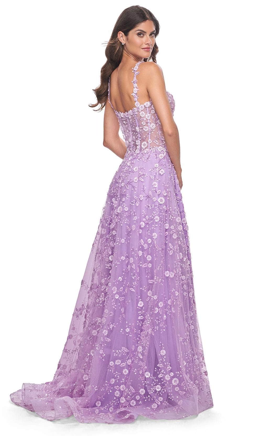 La Femme 31996 - Long Beaded Floral Tulle A Line Dress