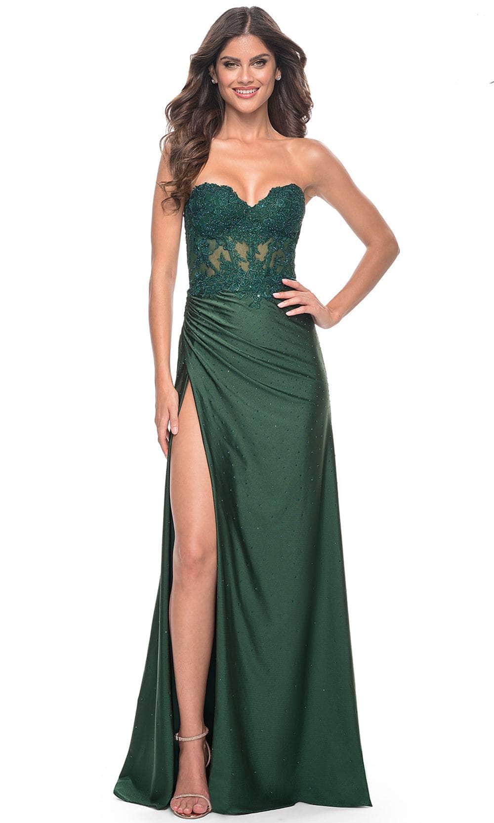 La Femme 32011 - Rhinestone Sweetheart Prom Dress Prom Dresses 00 / Dark Emerald