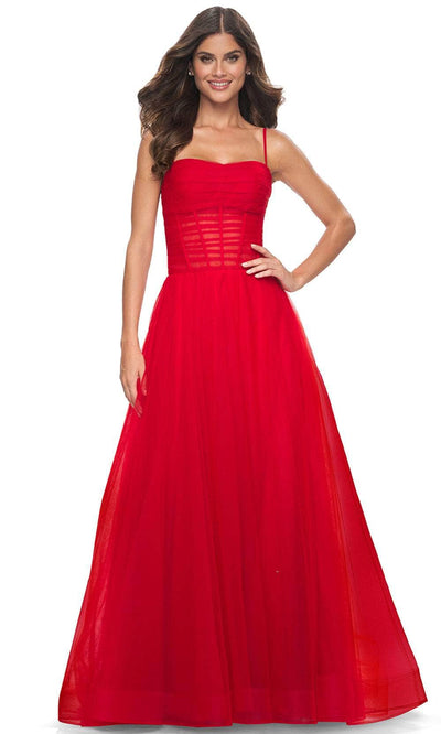 La Femme 32017 - Ruched Sweetheart Prom Dress Evening Dresses 00 /  Red