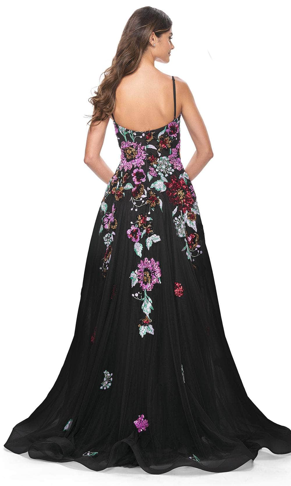 La Femme 32019 - Sweetheart Neck Floral Sequin Prom Gown Evening Dresses