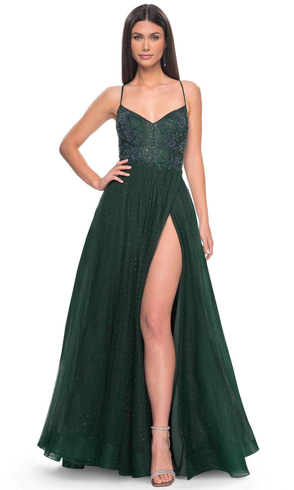 La Femme 32020 | Beaded Illusion Prom Dress | Formal Dress Shops 0 / Dark Emerald La Femme 32020 | Beaded Illusion Prom Dress | Formal Dress Shops 0 / Dark Emerald