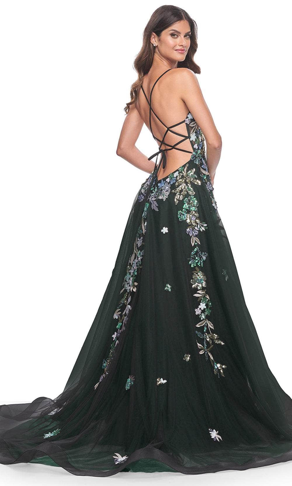 La Femme 32023 - V-Neck Sequin Lace Prom Gown Evening Dresses