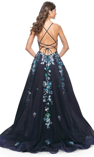 La Femme 32023 - V-Neck Sequin Lace Prom Gown Evening Dresses