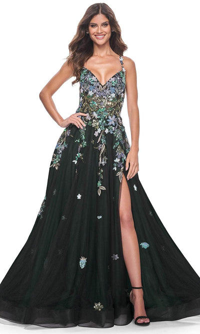 La Femme 32023 - V-Neck Sequin Lace Prom Gown Evening Dresses