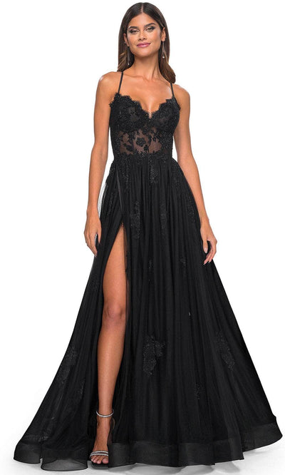 La Femme 32028 - High Slit Lace Prom Dress Special Occasion Dresses