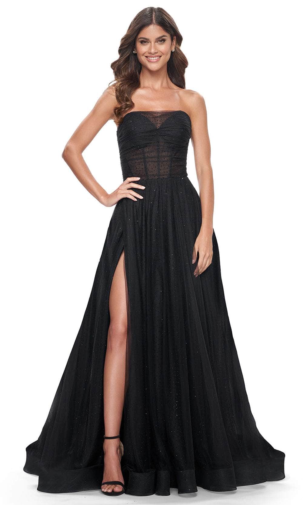 La Femme 32029 - Corset Bodice Straight-Across Prom Gown Prom Dresses 00 / Black