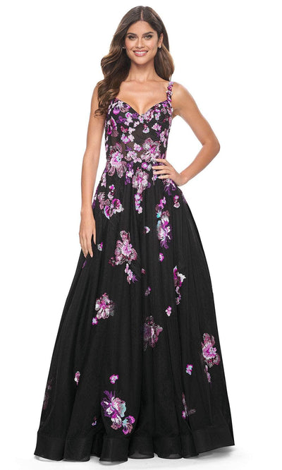 La Femme 32030 - Sequin Floral Embroidered A-Line Prom Gown Evening Dresses