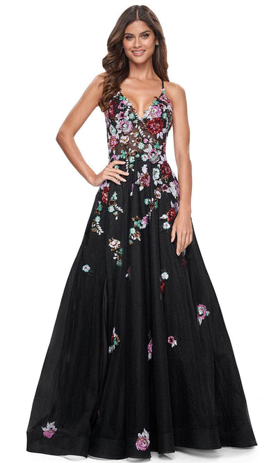 La Femme 32051 - V-Neck A-Line Prom Gown Prom Dresses