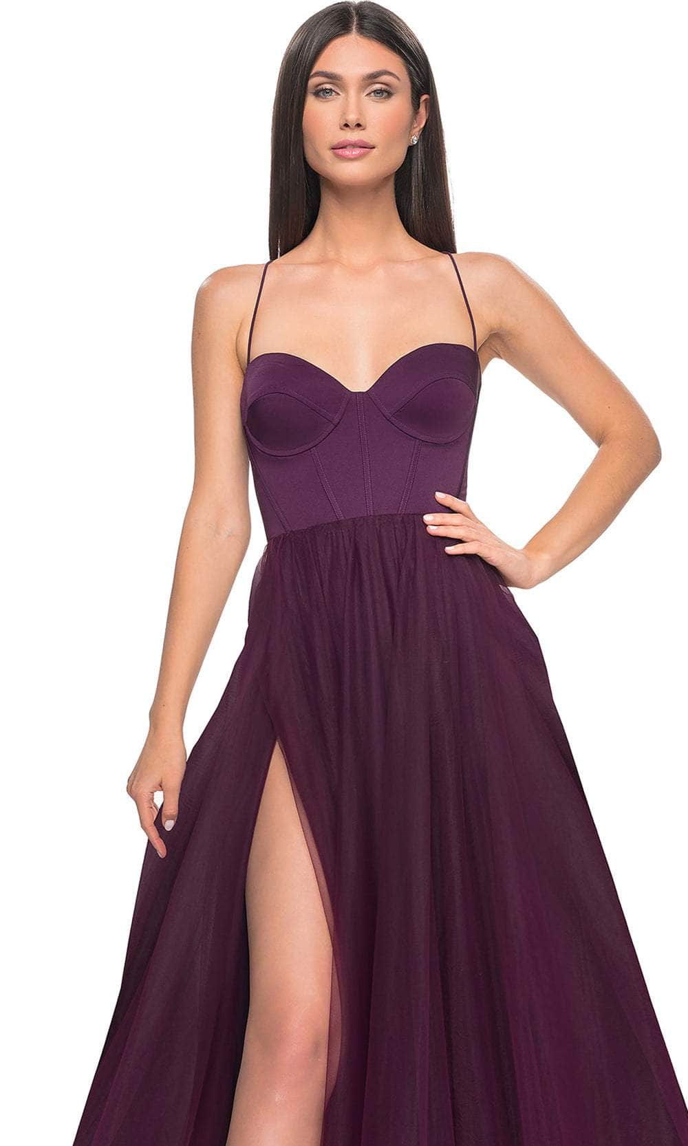 La Femme 32065 - Bustier High Slit Prom Dress Evening Dresses