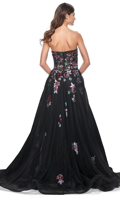 La Femme 32072 - Illusion Bodice Floral Sequin Prom Gown Prom Dresses