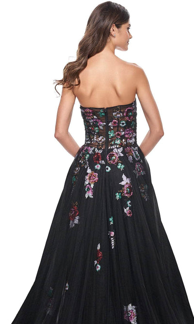 La Femme 32072 - Illusion Bodice Floral Sequin Prom Gown Prom Dresses