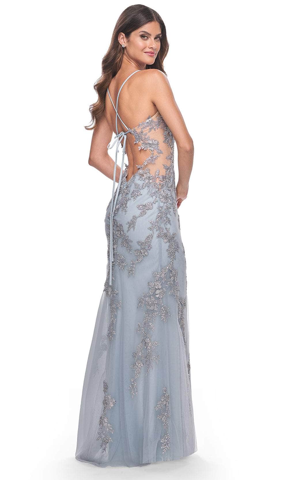 La Femme 32074 - Lace-Up Back Illusion Side Prom Gown Prom Dresses