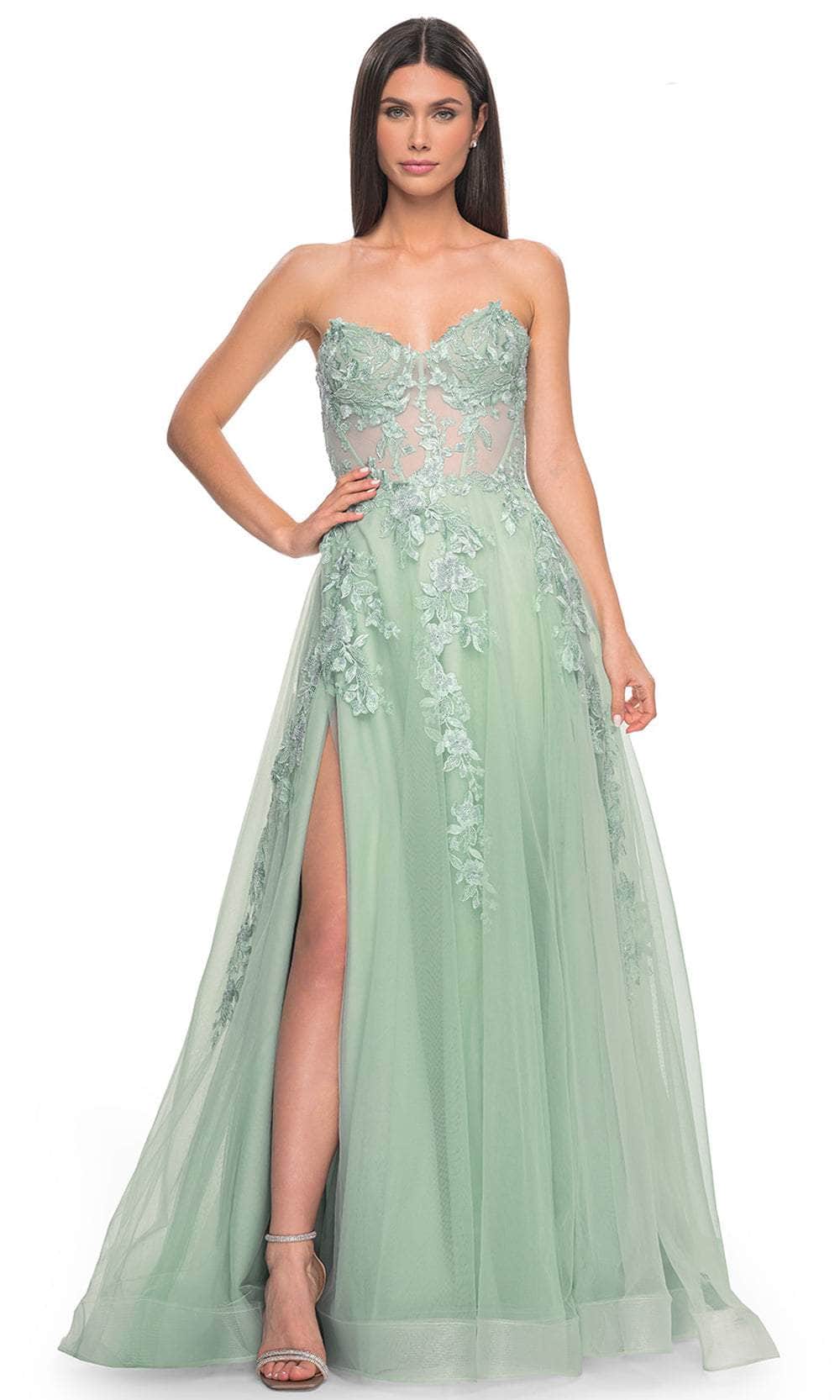 La Femme 32082 - Strapless Applique Prom Dress Prom Dresses 00 / Sage